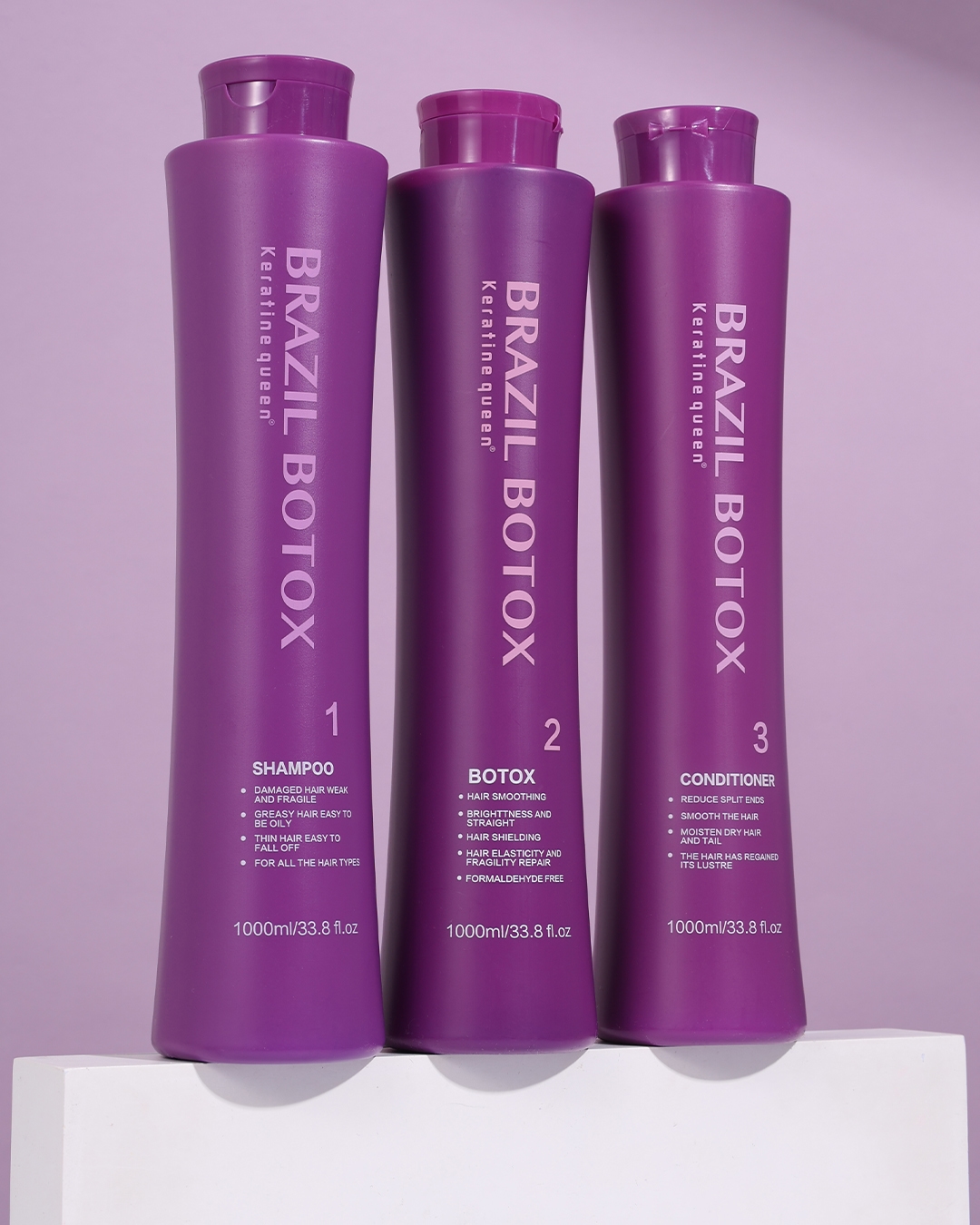 Formaldehyde free Brazil hair botox set repairs damaged split hair for long-lasting shiny straight salon finish