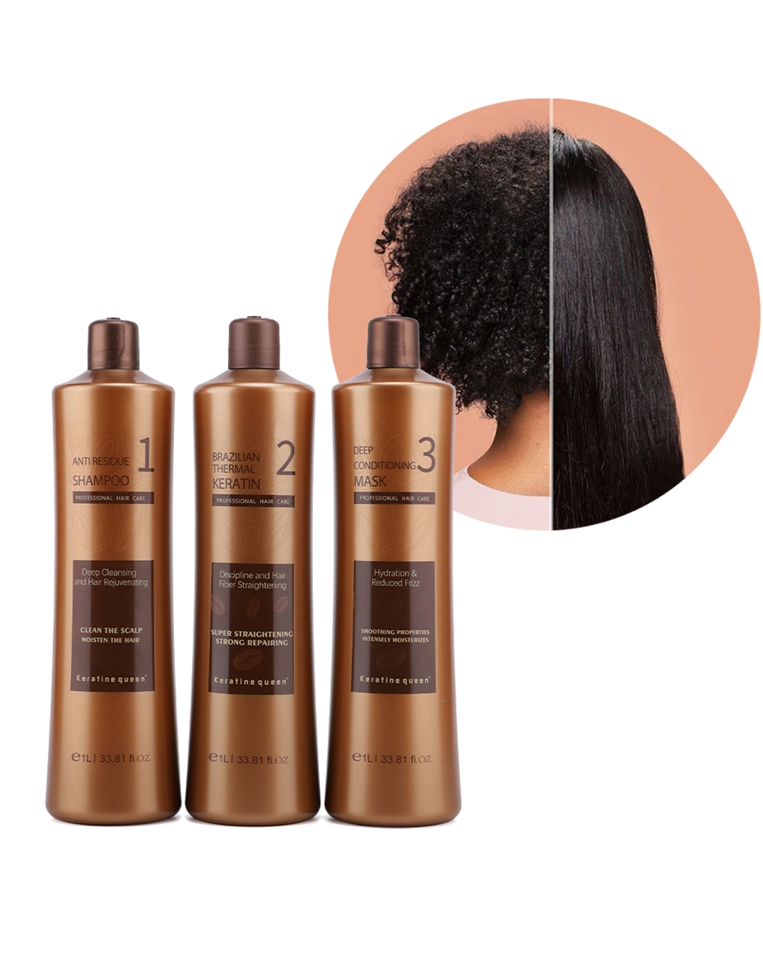 Keratine Queen professional Brazilian keratin treatment with collagen for damaged frizzy hair straightening and repair