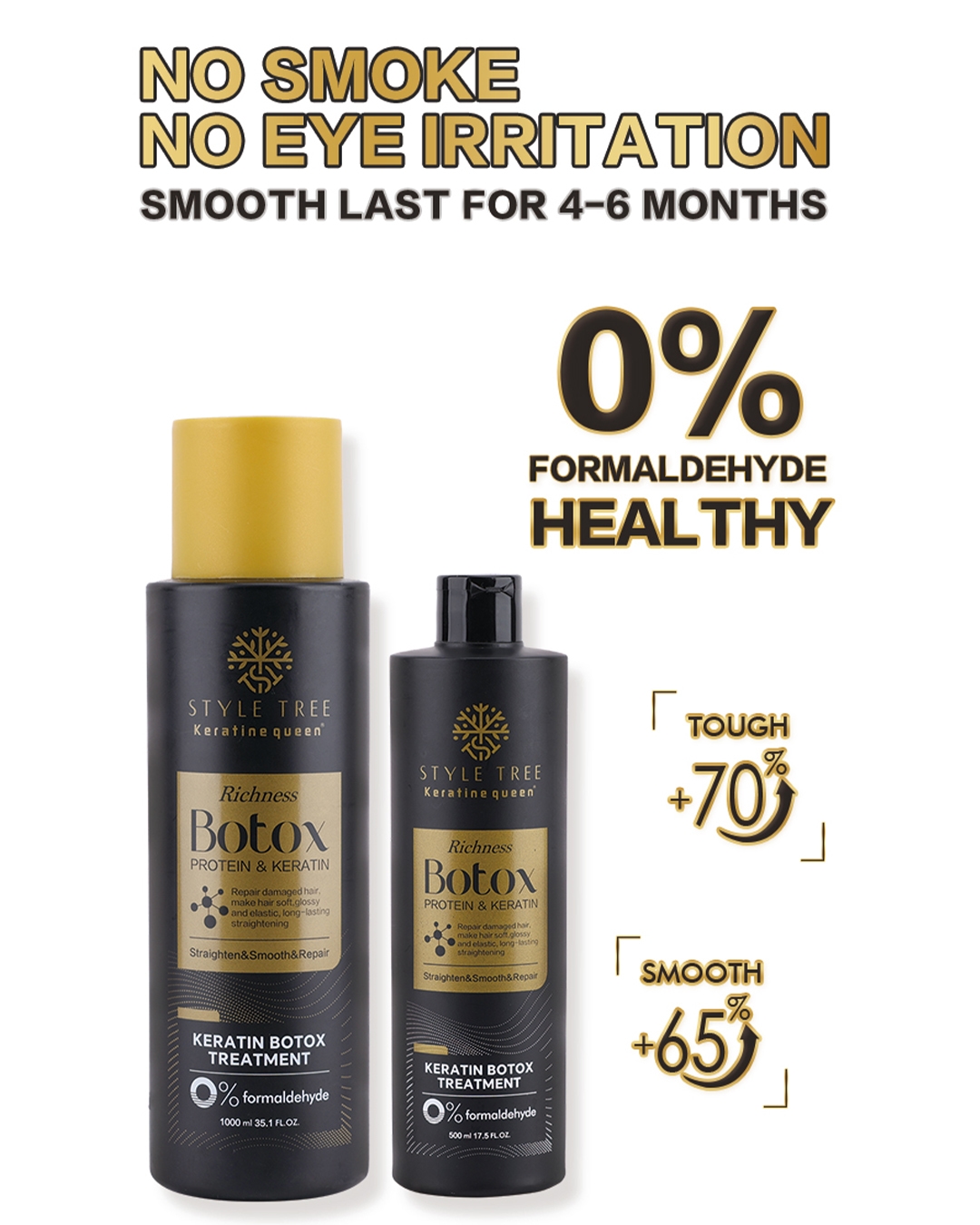 Style Tree formaldehyde-free keratin botox treatment repairs damaged hair for shiny long-lasting straight salon results